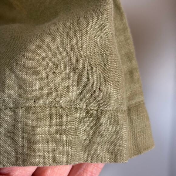 Olive Linen Button Shirt Soft Surroundings Long Sleeve Top | Soft Autumn - Picture 6 of 8